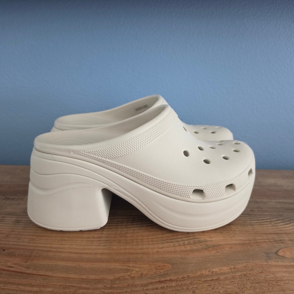 Crocs Mens Siren Clog Bone White Chunky Platform Block Heel Mule Size 12